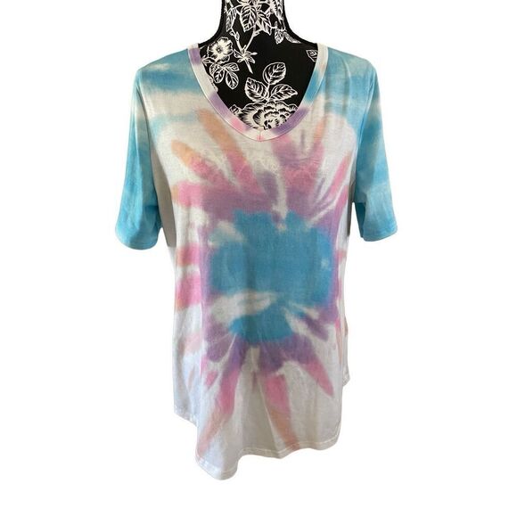 Tie Dye T Shirt Casual Sleepwear Hippie Funky Colorful Lounge - Picture 1 of 11